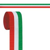 Custom Red/White/Green Flame Resistant Crepe Streamers, 2 1/2