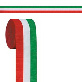 Custom Red/White/Green Flame Resistant Crepe Streamers, 2 1/2" L x 30' W