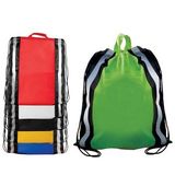 Non-Woven Reflective Drawstring Backpack W/ Stripes (Blank), 16