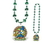 33" Green Shamrock Beads w/ Custom Shaped Medallion, Price/piece