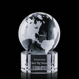 Custom Globe on Paragon Clear Optical Crystal Award (2 3/8