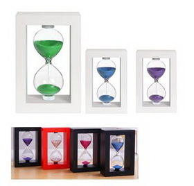 Custom Hourglass Sand Timer with Square Wooden Frame, 7/10" L x 3" W