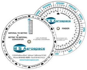 Custom 3 Wheel Imperial Metric Converter and Date Finder, Full Color, 4.13" H x 4.13" W