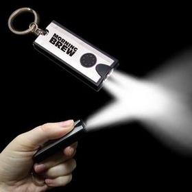 Custom 2 1/2"x1" Silver/Black Rectangle Flash Light Keychain