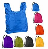 Custom Fashion Foldable Ripstop Nylon Shopping Bag w/ Drawstring Closure, 18