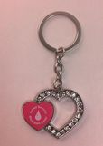 Custom Open Heart Key Tag w/19 Stones - Pink