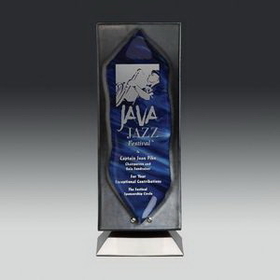 Custom Silver Bow Art Glass Award, 13 1/2" H x 5" W