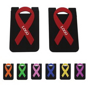 Custom Two-tone Cancer Awareness Riboon Card Phone Wallet, 3.43" L x 2.17" W x 0.12" H