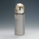 Custom Terra Tower Cast Metal Award w/ Polished Aluminum Base (11 1/2 