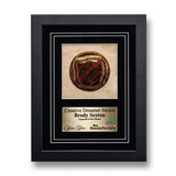 Custom Golden Circle Framed Art Glass Award w/ Ebony Wood Frame & Black Matte, 10