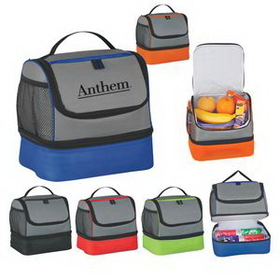 Custom Two Compartment Lunch Pail Bag, 9 1/2" W x 10" H x 7" D