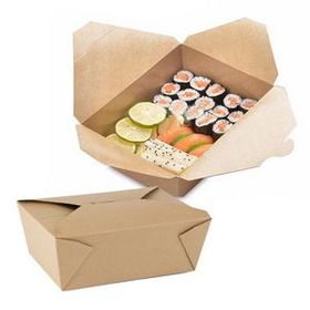 Custom Disposable Paper Take out Boxes, 6" L x 4 3/4" W x 2 1/2" H