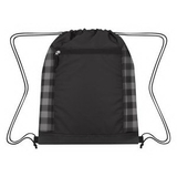 Custom Checkered Mesh Accent Drawstring Bag, 14