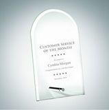 Custom Beveled Arch Jade Glass Award Plaque w/Aluminum Pole (10