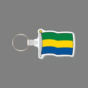 Key Ring & Full Color Punch Tag W/ Tab - Flag of Gabon