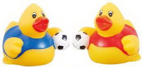 Custom Rubber Soccer Player Duck, 3 1/2" L x 3 3/4" W x 3 1/2" H