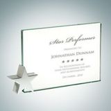 Custom Achievement Jade Glass Award Plaque w/Chrome Star (6