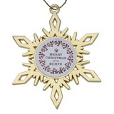 Custom Gold Snowflake Holiday Ornament, 3
