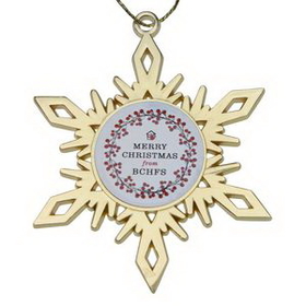 Custom Gold Snowflake Holiday Ornament, 3" L