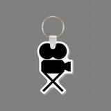 Key Ring & Punch Tag - Short Movie Camera Silhouette