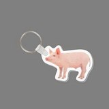Custom Key Ring & Full Color Punch Tag W/ Tab - Standing Pig