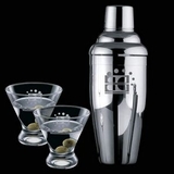 Custom Connoisseur 3 Piece Martini Set with Shaker & 2 Brisbane Glasses