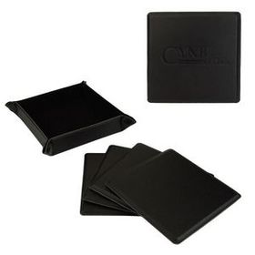 Custom Leather-Like Coaster Set, 3 3/4" W x 3 3/4" L x 1" H