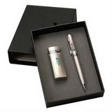 Custom Metal Turbo Lighter and Executive Pen Gift Set, 6.875