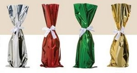 Custom Mylar Wine Bags w/Ribbons (Set of 2), 6 1/2" W x 18" H