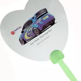 Custom Heart Shape Plastic Fan w/ Translucent Handle