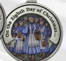 Custom Twelve Days Of Christmas 3D Gallery Print Mini Ornament (Day 8 - Eight Maids-A-Milking), 1.875" Diameter