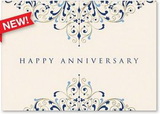 Custom Blue & Gold Anniversary Greeting Card, 7.875