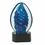 Custom 6.5" Blue Oval Swirl Art Glass on Black Base (Screened), Price/piece