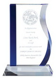 Custom Joyful Rhythm Blue Accented Wave Glass Award - 8 1/2