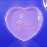 Custom Awards-Pink plain heart shaped paperweight optical crystal.1/2 inch high, 3