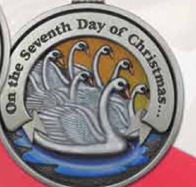 Custom Twelve Days Of Christmas Gallery Print Mini Ornament (Day 7 - Seven Swans-A-Swimming), 1.875" Diameter