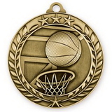 Custom 2 3/4'' Basketball Wreath Award Medal