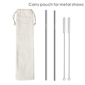 Custom Linen Carry Pouch for Metal Straws, Carry on Pouch bag for Straws, 0.30" Diameter x 8.5" H