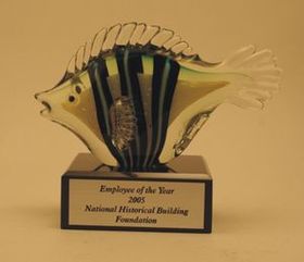 Custom Damsel Fish Glass Award (9"x5")