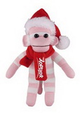 Custom Pink Sock Monkey (Plush) with Christmas Scarf and Hat 16