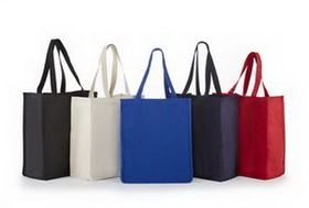 Custom Heavy Cotton Canvas Shopper Tote w/ Fancy Handles & Full Side & Bottom Gusset 14"x17"x7"