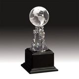 Custom view large image Crystal Globe with Silver Men/ Stand on Black Piano Finish Base, 10