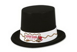 Custom Imprinted Velour Black & White Derby & Topper Hats (1-Color Band Imprint)
