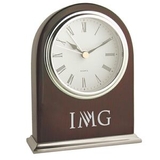Custom Arched Wooden Desk Alarm Clock w/ Silver Trim