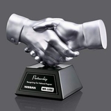 Custom Silver Shaking Hands Award