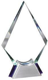 Blank Glass Spear Award Mounted in Brushed Aluminum Metal Base (5 1/2"x9")