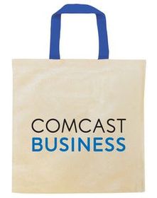 Custom Tote Bag with Short Contrasting Colored Web Handles (14"x14")