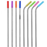 Custom Stainless Steel Metal Straws With Silicone Tip, 8.5