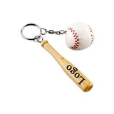 Custom Promotional Baseball Bat/Ball Keychain, 5 1/4