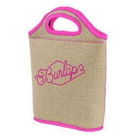 Custom Venti Burlap-Neoprene Lunch Bag, 10" W x 12" H x 3.25" D
